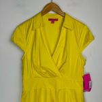 Betsey Johnson NWT Yellow Rockabilly Dress Sz 12 Pinup Girl Wrap Fit Flare Photo 3