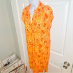 C&C California  Orange Floral Tropical Beach Shirt Dress Hawaiian Print S NWT Photo 2