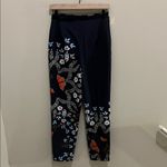 Ted Baker Navy Floral Butter Fly Print Ruffle High Waist Tapered Leg Pant Size 4 Photo 2