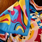 VTG RETRO Abstract Multicolor artwork Square oversized silky scarf 35’/35’ Multiple Photo 18