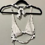 Sunn Lab Swim Knot Front Halter Bikini Top White Black Polka Dots NWOT XS Photo 2