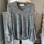 Penelope Project Sweater Heather Black Flowy Bell Waterfall Sleeves Choker Neck Size XS Photo 1