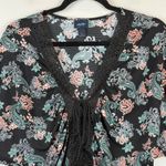 Daytrip Top Women Small Multi Paisley Crochet Lace Trim Kimono Boho Festival Y2K Photo 1