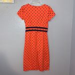 Downeast Basics orange polka dot midi office swing dress Photo 2
