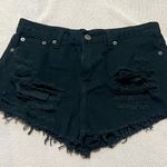 Forever 21 Premium Denim Black Jean Shorts Ripped Grunge Photo 0