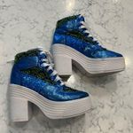 Jeffrey Campbell JC Play by Blue Green Glitter Platform Heels Size 8 Photo 0