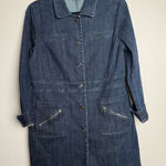 Chico's  Elongated Denim Jacket Size 1 M/8 Rose Moon Indigo LS Button‎ Up Photo 0