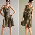 Eileen Fisher  dress Steel Satin Faux Wrap Surplice Olivine NEW sz 10 Photo 2