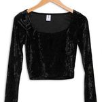 Abound NWT  Black Crushed Velvet Long Sleeve Cropped Crop Top New Party Dressy Photo 0