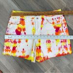 Earl Jean Tie Dye Raw Hem Jean Shorts White Orange 10‎ Photo 6