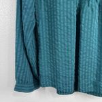 Jacqueline Riu Blouse Striped‎ Button Down Long Sleeve Teal Green Medium Photo 8