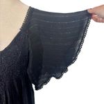 Farm Rio Anthropologie  Luiza Metallic Crochet Flutter Sleeve Maxi Dress Black Photo 6