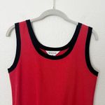 Misook [Exclusively ] Red Black Piped Thick Strap Scoop Neck Shell Tank Sz Medium Photo 2