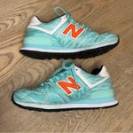 New Balance  574 Summer Waves Sneakers Shoes Aqua Coral Women’s 8 Photo 2