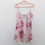 Y2K Floral Slip Dress Womens Size M Pink Satin Lace Mini Cami Cottage Coquette Size M Photo 1