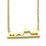 Boutique NEW Yellow Gold Plated Snowy Mountain Bar‎ Pendant Necklace, 16-18” Photo 0