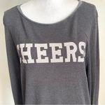 Wildfox  | Gray CHEERS! Waffle Knit Graphic Top Sz M Photo 2