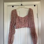 Le lis NWT  Women’s Crop Top Long Sleeve Floral Pink Top Size Large Photo 3