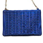 Street Level  Womens Handbag Blue Weave Leather Clutch Crossbody Chain‎ Strap Photo 1