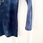 Suzie In The City Navy Blue Tie Dye White Cross Center Design Vtg Y2K Top Medium Photo 4