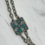 Faux Turquoise Studded Square Silver Chain Link Belt One Size (OS) ✨ Photo 9