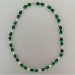Anthropologie  Vintage Beaded Necklace in Emerald Green, Gold, and Frosted Clear Photo 1