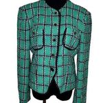 VTG Green Plaid Evan Picone Jacket Womens SZ 10 Blazer Classy Vintage 80s Retro Photo 0