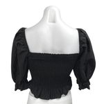 ZARA  Women's Black 3/4 Puff Sleeve Ruffle Smocked Peplum Crop Blouse Top Size S Photo 1