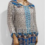 Lucky Brand Floral Boho Peasant Long Sleeve Blouse Gypsy Savannah Top Size XL Photo 3