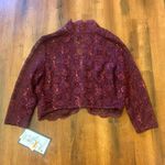 R & M Richards R & M Richard’s NWT Bolero Jacket Wine color 3/4 Sleeve Lace Sequin Scalloped Photo 5