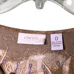 Chico's  Shirt Womens Small Beige Pink Floral Embellished Beaded Smocked Boho Photo 2