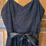 Adrianna Papell  Midnight Blue Cocktail Lace Dress Belt Size 10 Wedding Cocktail Photo 1