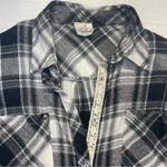 Plaid Button Down Shirt Size Small Tunic Distressed Crochet Lace brown black Photo 1