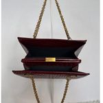 American Vintage Vtg Don Lester burgundy lizard-embossed pattern gold chain double handle bag Photo 5
