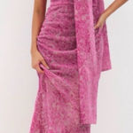 For Love & Lemons Francesca Pink Strapless Paisley Velveteen Maxi Dress Sz M Photo 0