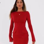 PRETTYGARDEN Fir Pine Green Knit Long Sleeve Bodycon Boat Neck Mini Dress  Small Photo 5