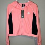 Adidas NEW pink cropped boxy fit full zip hoodie women’s size small Photo 0