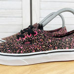 Vans Authentic Neon Paint Splatter Lace Up Sneakers Black Pink 5.5 Men 7 Women Photo 0