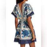 Farm Rio  Tropical Tiles Linen Blend Mini Dress Photo 5