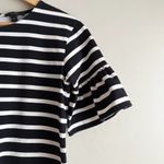 J.Crew‎ Ruffled Bell Sleeve Shift Dress in Black & White Stripes 100% Cotton, XS Photo 5