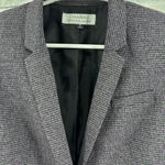 Tahari  single button plaid black purple faux leather trim blazer office preppy Photo 5