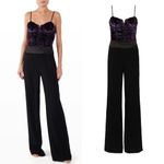 Ramy Brook  Capone Floral Velvet Bustier Black Wide Leg Jumpsuit US 2 Photo 4