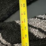 Venus Open Front Cardigan Sweater S Black Gray Stripe Fuzzy Trim Knit Photo 10