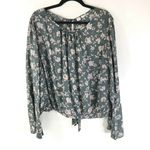 Melrose and Market Womens Blouse Top Long Bell Sleeve Open Back Floral Green 3X Photo 0