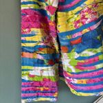 Keren Hart M Button Jacket Floral Bright Pattern Bold Artsy Pink Blue Textured Size M Photo 3