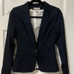 H&M  Dark Black Navy Women's Blazer Birdseye Weave Classic Lined Photo 8