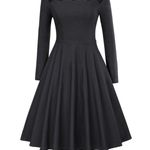 Belle poque Pin Up Retro Goth Off Shoulder Midi Long Sleeve Photo 0