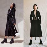 Cult Gaia Aya Matelassé Velvet Open-Back Coat Belted Long Black Size Small NWT Photo 8