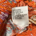 Nicole Miller Orange & Multicolor Paisley Floral Print Smocked Blouse Size M Photo 11