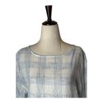 Kay Celine Kay Celine Shirt Women Large Blue White Plaid Bell Sleeve Peplum Top Bohemian Photo 2